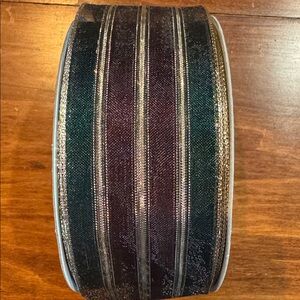 NEW Traditions Wired Metallic Gold Evergreen Burgundy 50 yds 2 1/2” Christmas